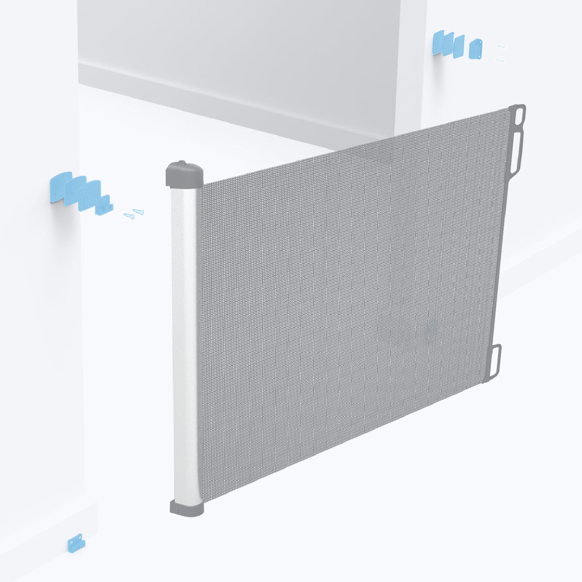 Deluxe Aluminium Retractable Gate Wall Mounting Set Perma Child Safety AU