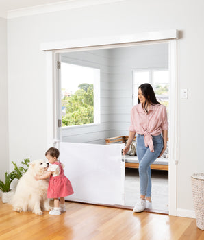 Easy Fit Retractable Baby Gate | 1.8m W x 0.84m H - White - Perma Child Safety
