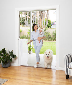 Easy Fit Retractable Baby Gate | Extra Tall | 1.8m W x 1m H - White - Perma Child Safety